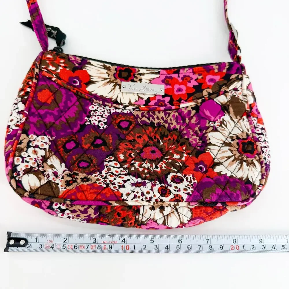 Vera Bradley Frannie Crossbody Bag Rosewood Floral Quilted Zip Purse Retired